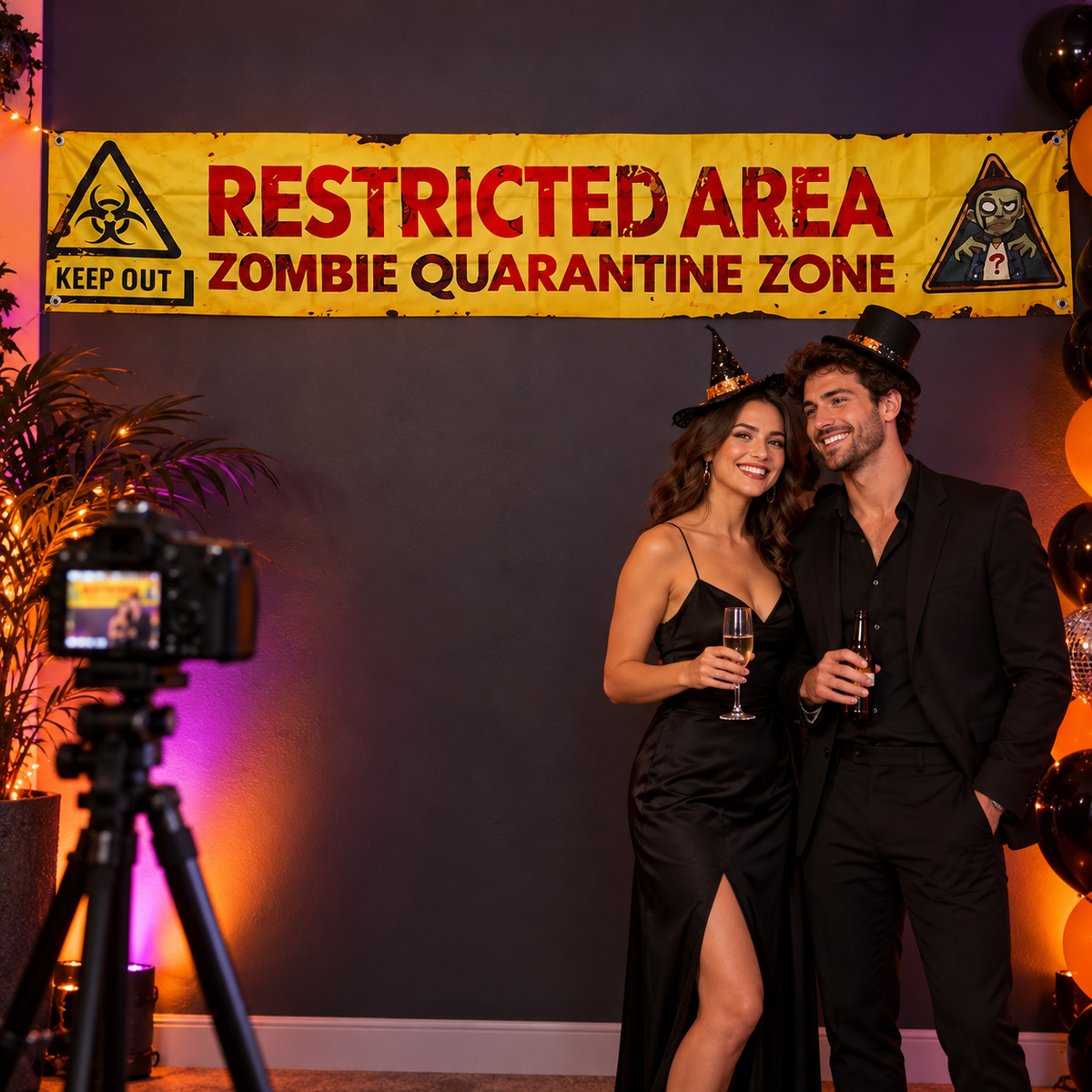 The Dead End — Zombie Quarantine novelty banner; illustrative styled scene; background props not included