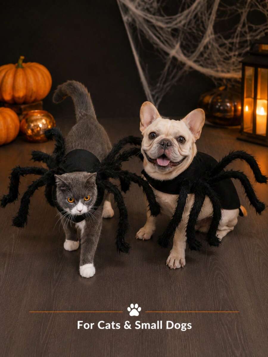 Black spider costume for a pet — size M