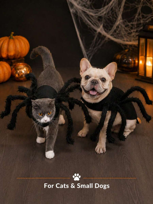 Black spider costume for a pet — size M