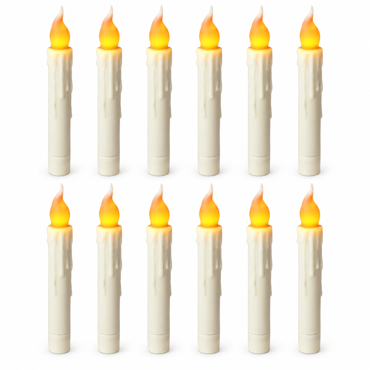 A Little Hocus Pocus: twelve cream floating LED candles on white. Included wand remote not pictured.