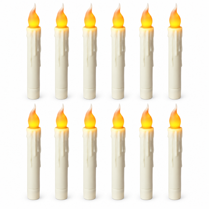 A Little Hocus Pocus: twelve cream floating LED candles on white. Included wand remote not pictured.
