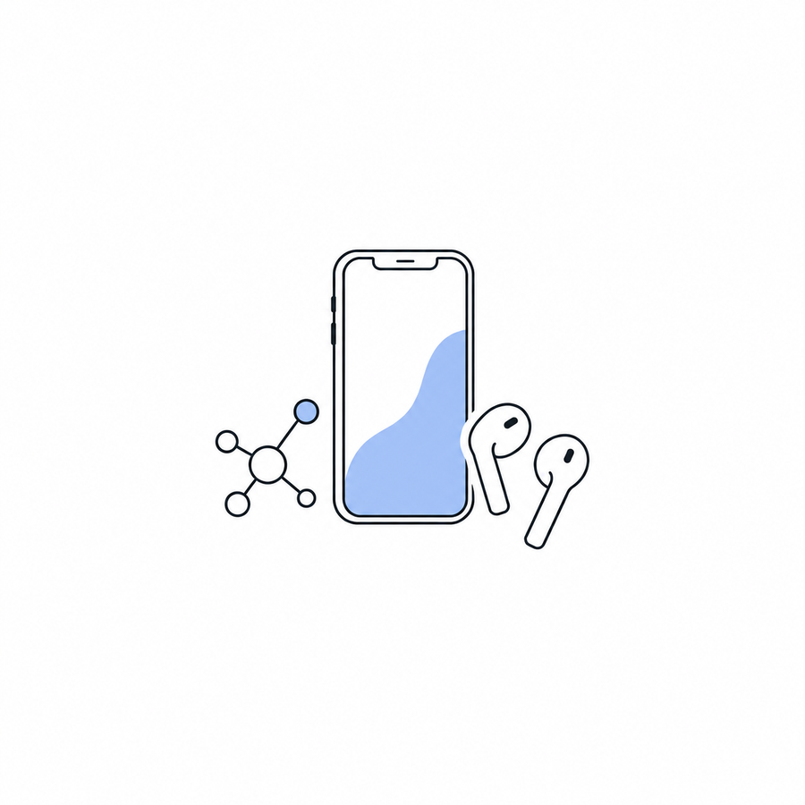 Illustration of desk and technology accessory ideas.
