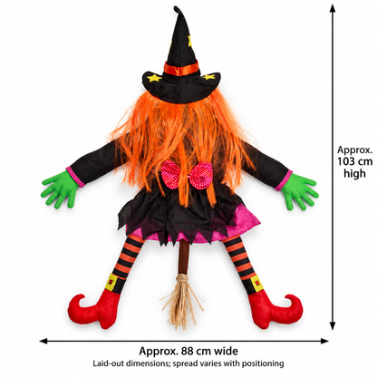 Crash Landing — orange-haired tree-crash witch decoration; product-only view
