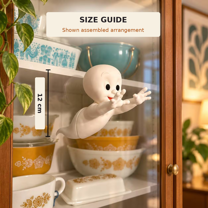Let Me In two-part ghost size guide: 12 cm overall height in the shown assembled arrangement. Product image preserved; centimetres only.