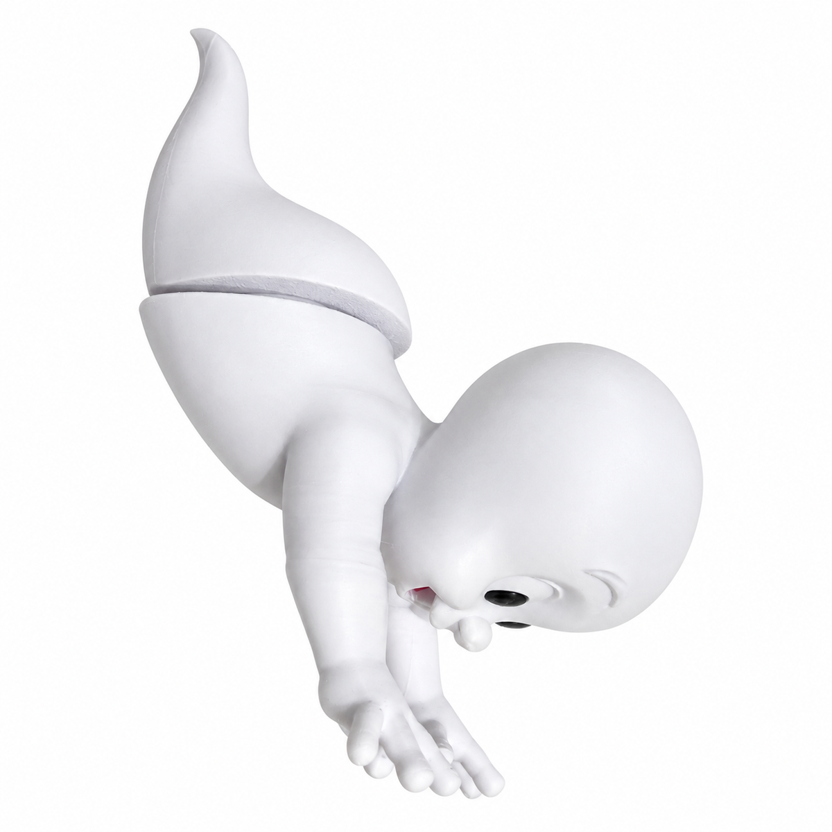 Let Me In on a white background. One adhesive 3D white ghost decoration (head/arms front with curved tail component). Product-image background edited from source photograph; no dimensions or scene props.
