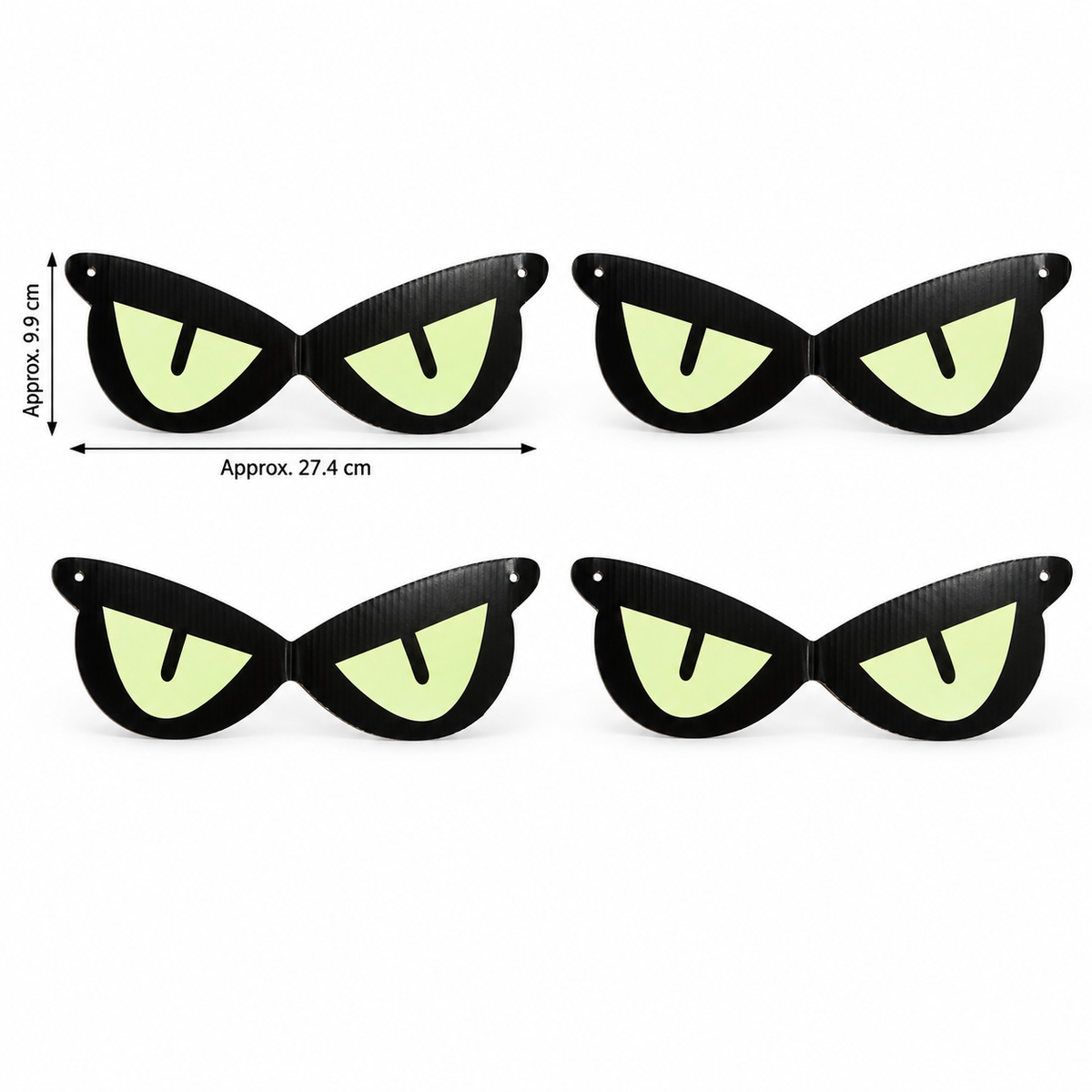 Somebody’s Watching — sale set of four eye decorations; approximate dimensions shown