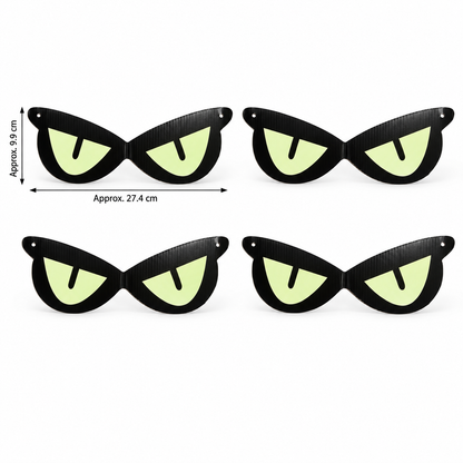 Somebody’s Watching — sale set of four eye decorations; approximate dimensions shown