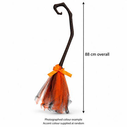 Sweep Me Away — witch broom; product-only view; orange colour example, accent colour varies; separate included hook not pictured
