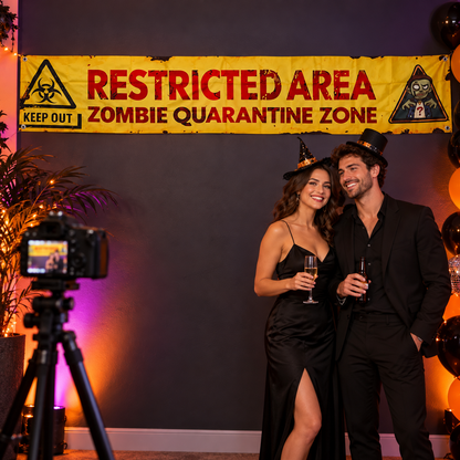 The Dead End — Zombie Quarantine novelty banner; illustrative styled scene; background props not included